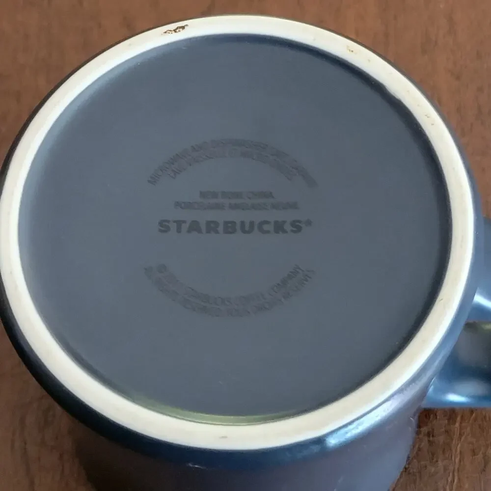 Starbucks 2011 Etched French Roast Black Matte New Bone China Coffee Mug 16 oz
